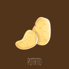 vector funny cartoon cute brown potatoes set isolated on brown background.