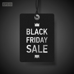 Black Friday Sale, clothing tag, dark background, vector design object for you business projects