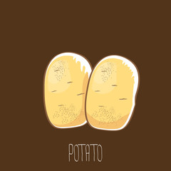 vector funny cartoon cute brown potatoes set isolated on brown background.