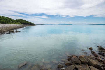 Scenery of the sea from a harbour in Can Gio, Vietnam. Can Gio is a small and peaceful  town near Ho Chi Minh city, located in South of Vietnam, Can Gio is famous for its landscape view and seafood