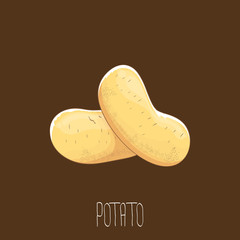 vector funny cartoon cute brown potatoes set isolated on brown background.