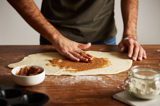Preparing cinnamon rolls