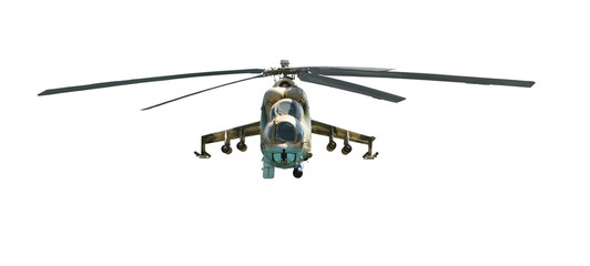 Military helicopter with camouflage coloring