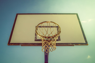 Basket ball board at the back of a school yard