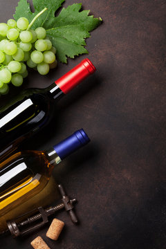 Wine bottles and grapes