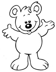 Oso alegre a línea