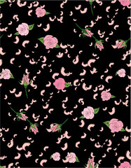 Seamless floral background with bouquets of roses. Vintage pattern for wallpaper, fabric, digital paper, etc. Shabby chic style pattern.