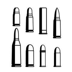 Cartridges of different calibers ,vector illustration.