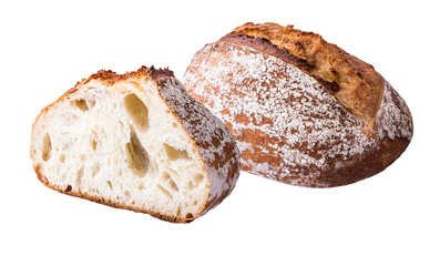 Fresh wheat french bread isolated on white background