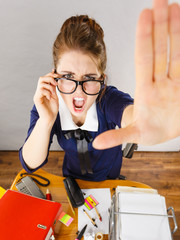 Angry mad bossy businesswoman being furious