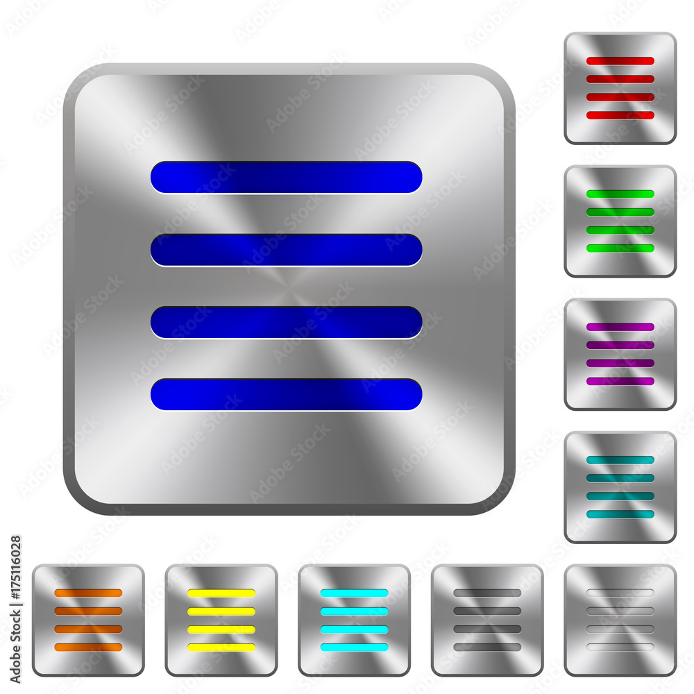 Poster text align justify rounded square steel buttons