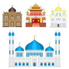 Cathedral church temple traditional building landmark tourism vector illustration