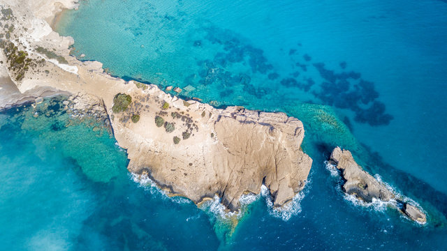 September 2017: Aerial View of Fourni Beach, Rodos island, Aegean, Greece © anathomy