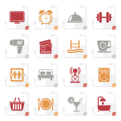 Stylized Hotel and Motel facilities icons - vector icon set