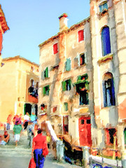 Impressionism Style Oil Painting; The City View in Venice, Italy