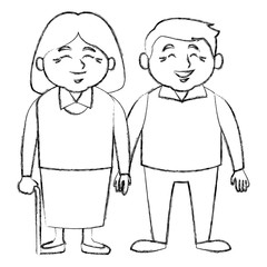 Cute grandparents couple cartoon icon vector illustration graphic design