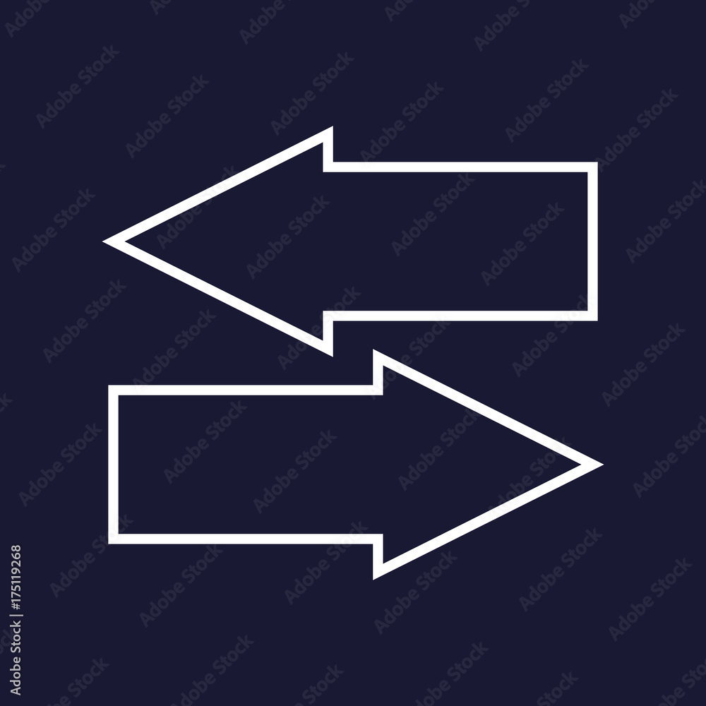 Poster vector image of navigation arrows showing direction. vector white icon on dark blue background.