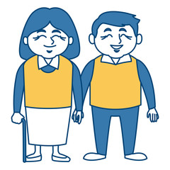Cute grandparents couple cartoon icon vector illustration graphic design