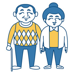 Cute grandparents couple cartoon icon vector illustration graphic design