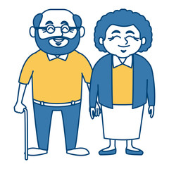 Cute grandparents couple cartoon icon vector illustration graphic design