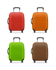 Realistic Detailed Color Case or Suitcase. Vector