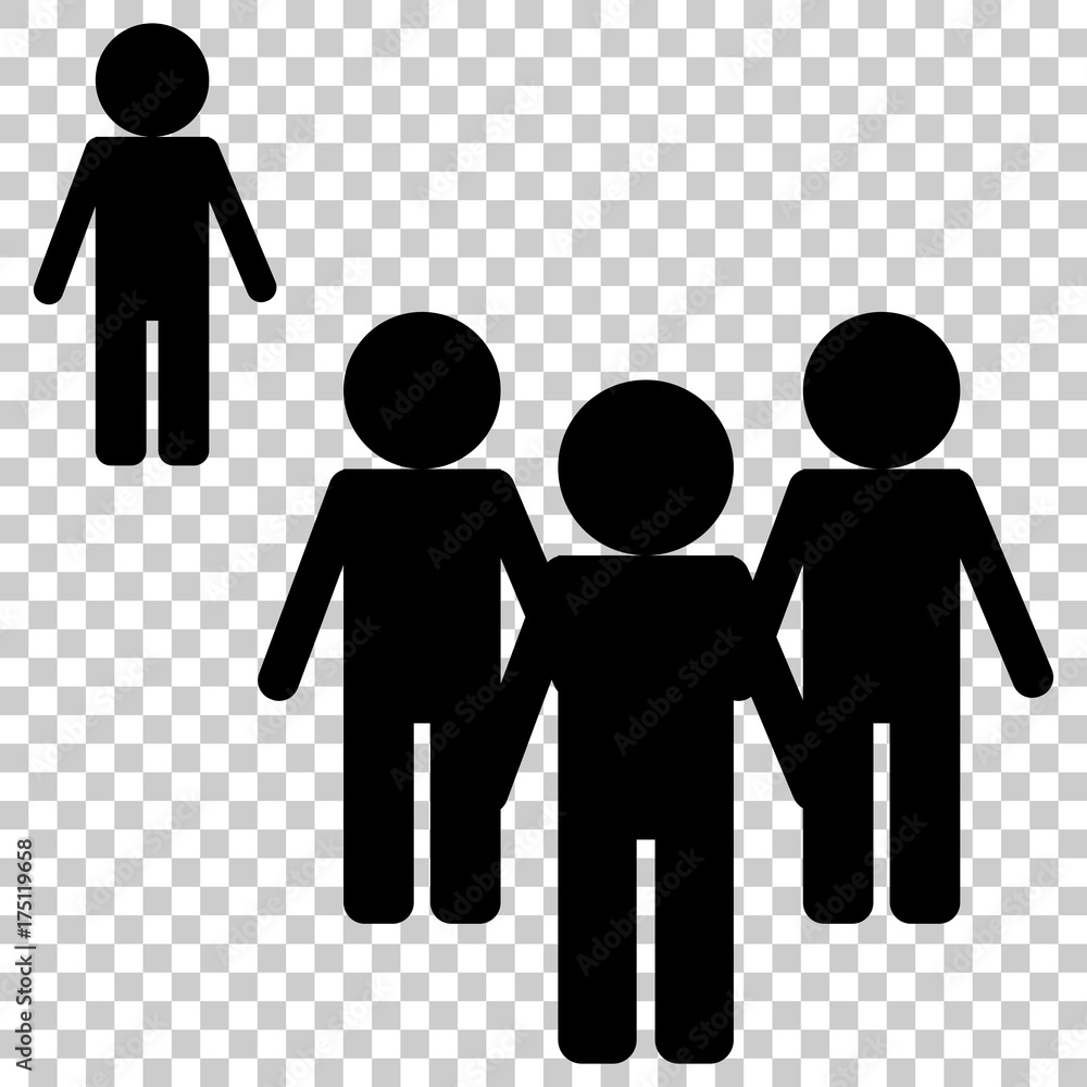 Poster vector image of a crowd of people and one person standing aside. a person different from others in b