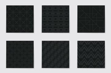 Abstract concept vector monochrome geometric pattern. Dark blue, gold minimal background. Creative illustration template. Seamless stylish texture. For wallpaper, surface, web design, textile, decor.