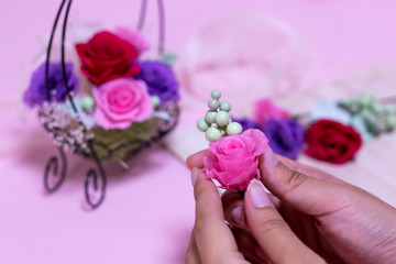How to Make Preservrd Flower and Clay Flower Arrangement, Colorful Roses