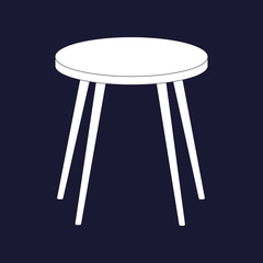 Vector image icon stool. Chair icon. Vector white icon on dark blue background.