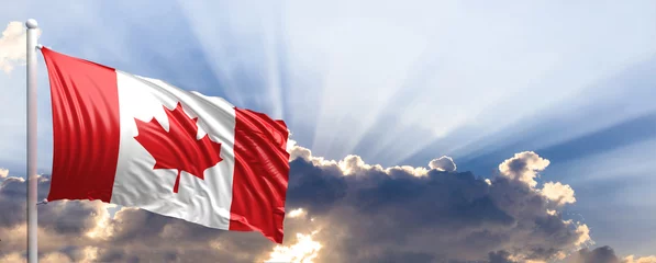 Fotobehang Canada flag on blue sky. 3d illustration © viperagp
