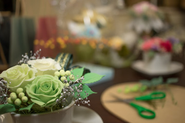 How to Make Preservrd Flower and Clay Flower Arrangement, Making with Colorful Roses