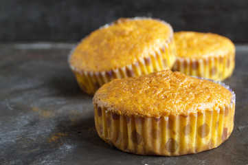 Carrot cake on a black background.