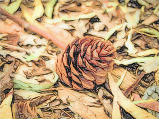 Colored Pencil Drawing; The Pine Cone