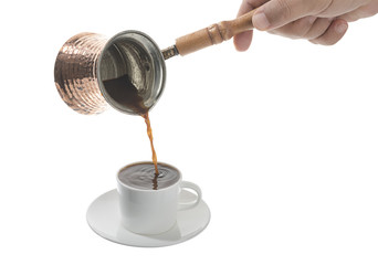 Pouring Turkish Coffee Isolated