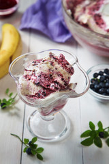 Fresh blueberry and banana homemade icecream