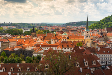 Cityscape of Prague in middle of the day with cloudy day