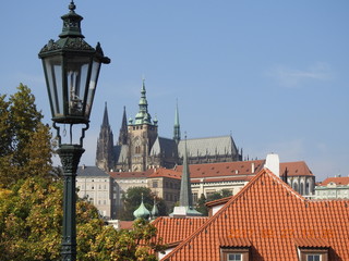 Prague Castle (Pražský hrad) from the Charles Bridge (Karlův most), city of Prague (Praha), Czech Republic (Česká republika)