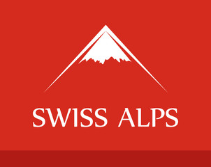 Vector Logo of Swiss Alps on red background