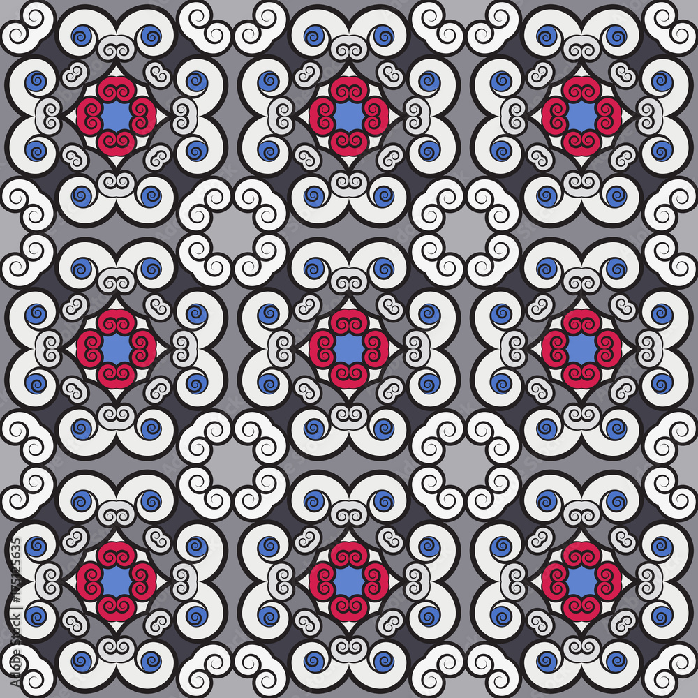 Poster seamless pattern in floral style. spirals and curls united with each other.
