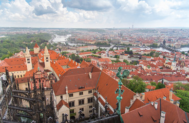 Fototapeta na wymiar Cityscape of Prague in middle of the day with cloudy day