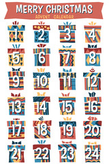 Fototapeta premium Hipster Cartoon Christmas Advent Calendar