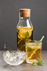 Ice tea with lemon and mint