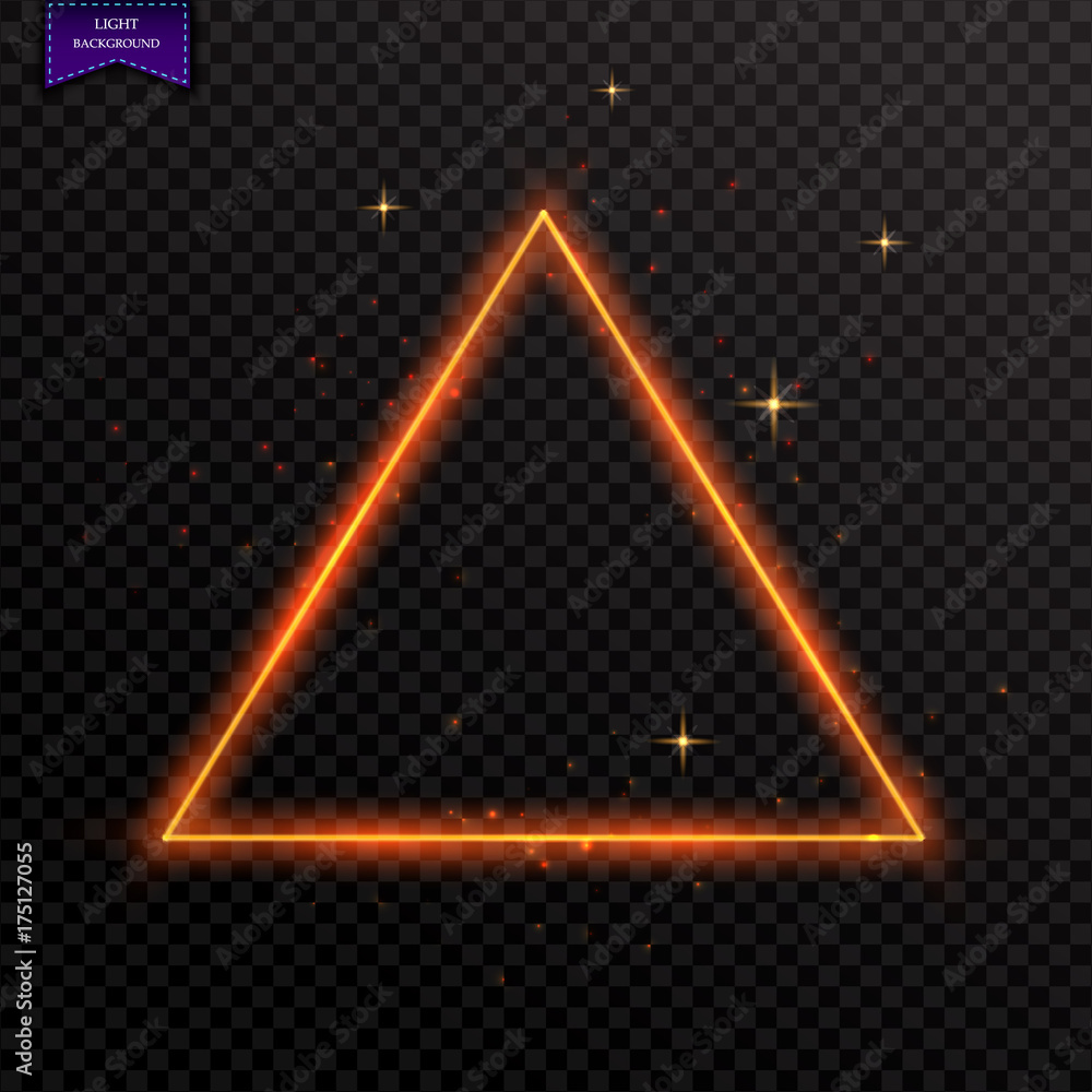 Poster vector glowing magic triangle frame. a glowing neon wave of fire. effect of shine gloss on a dark tr