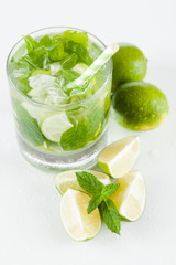 Mojito cocktail on white background