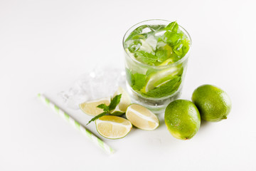 Mojito cocktail on white background