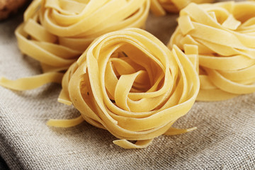 raw italian tagliatelle paste