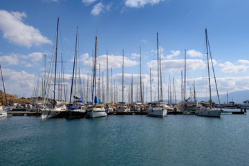 Fototapeta na wymiar Yachts in the marina Agios Nikolaos. Crete. Greece.
