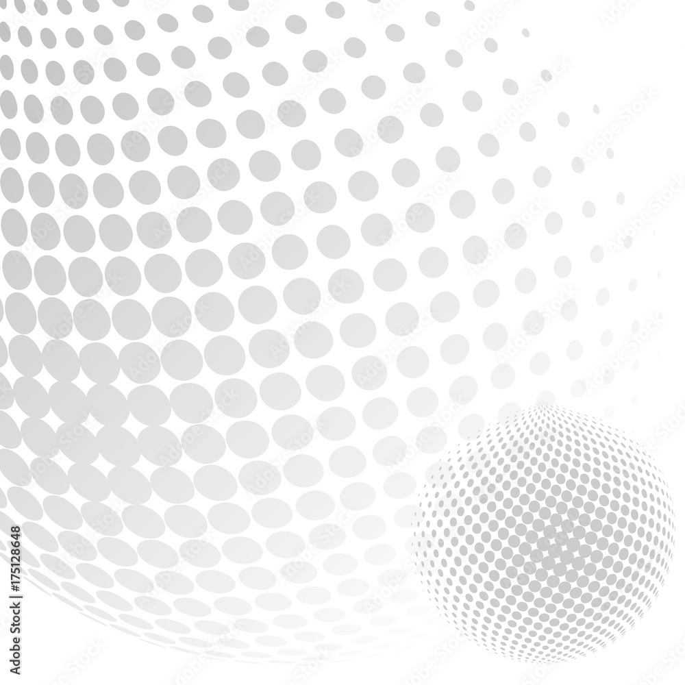 Aufkleber abstract globe dotted sphere, 3d halftone effect vector background. black and white vector illustrat