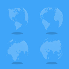 Abstract Set of Globes with Dotted Map. Color Vector Illustration.