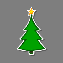 Christmas tree Sticker, vector isolated grunge illustation